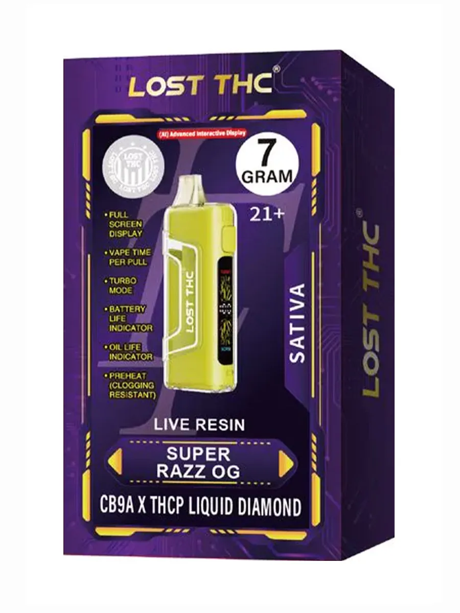 Super Razz OG Lost THC Live Resin CB9A x THCP Liquid Diamond Disposable 7G