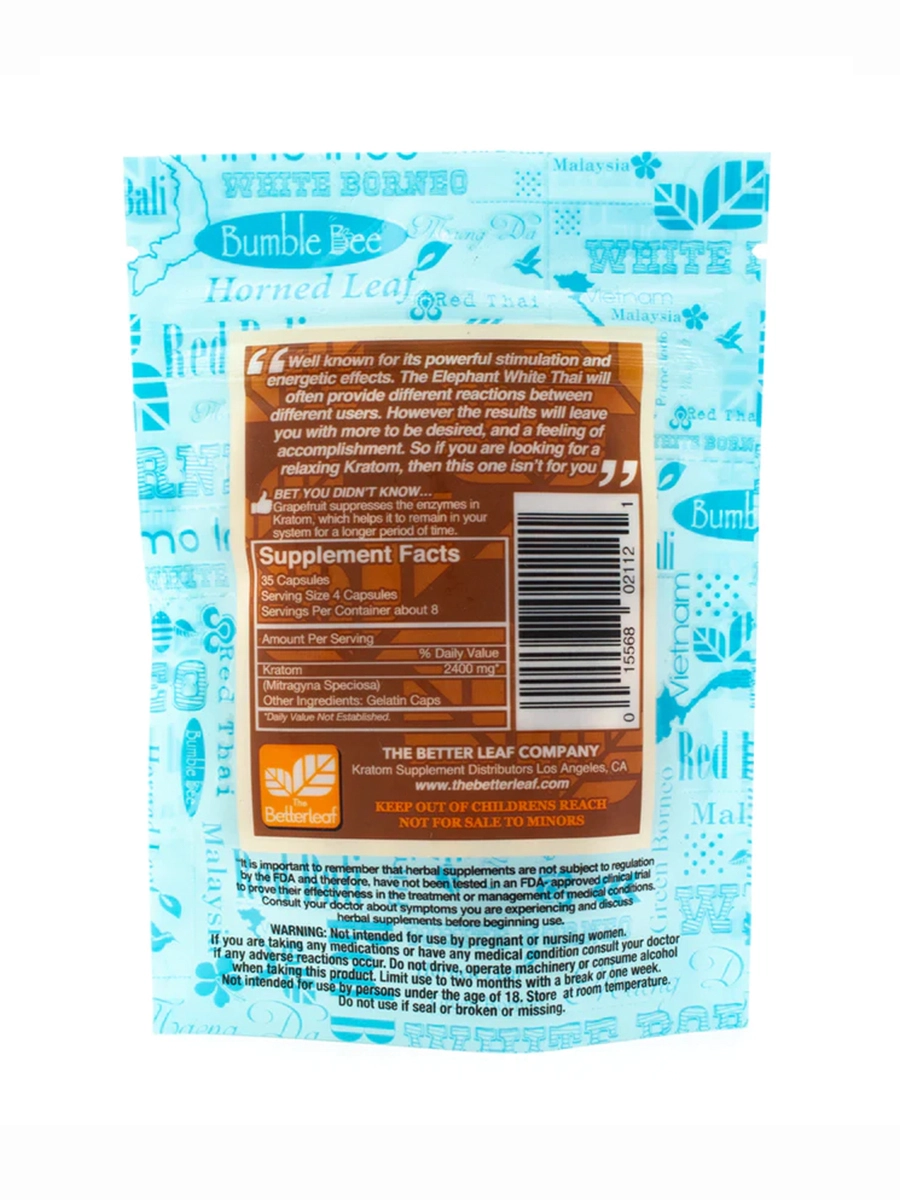 The Betterleaf Elephant White Thai Kratom Capsules 35pcs - Image 2