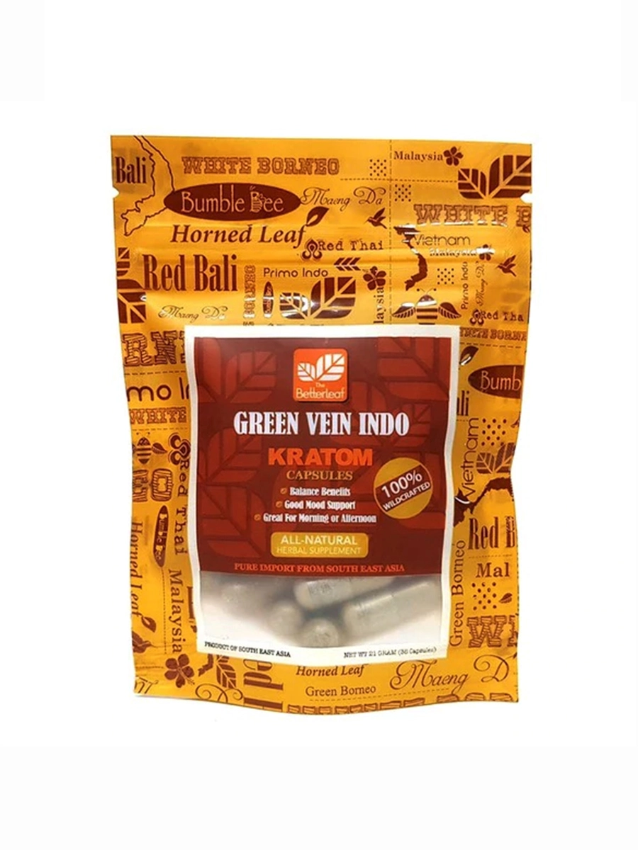 The Betterleaf Green Vein Indo Kratom Capsules 35pcs