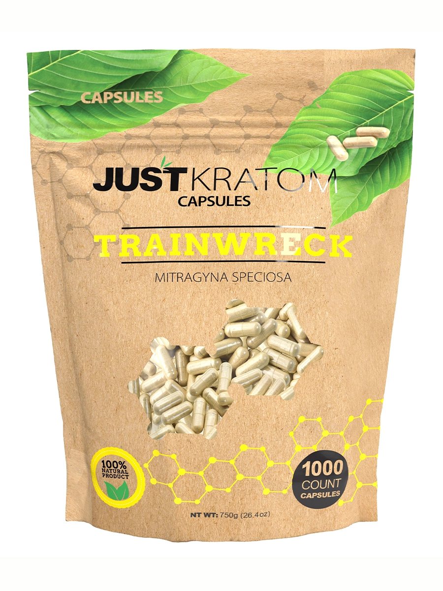 Trainwreck Just Kratom Mitragyna Speciosa Capsules 1000ct