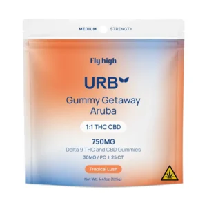 Tropical Lush Fly High URB 1:1 THC D9 CBD Getaway Aruba Gummies 750mg 25ct