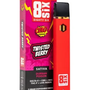 Twisted Berry Durban Poison 8SIX OMG Series Live Rosin Blend Disposable 2G