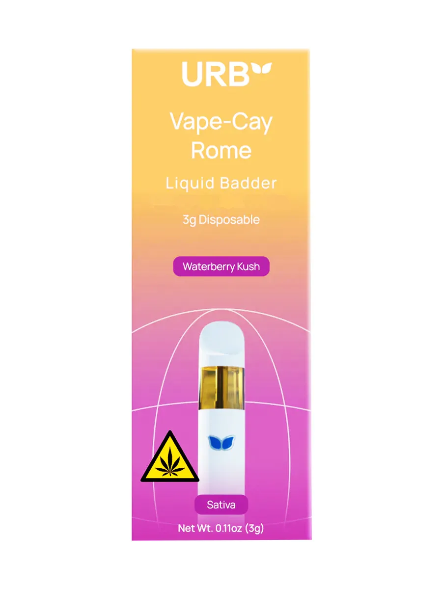 Waterberry Kush URB Vape-Cay Rome Liquid Badder Disposable 3G