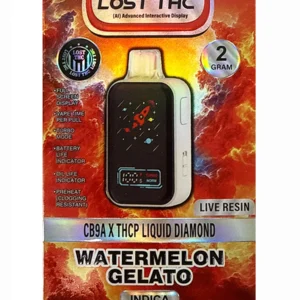 Watermelon Gelato Lost THC CB9A x THCP Liquid Diamond Live Resin Disposable 2G