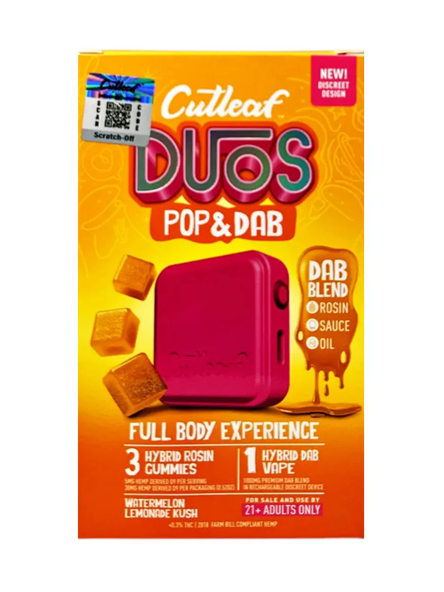 Watermelon Lemonade Kush Cutleaf Duos Pop & Dab Vape 1ct x Gummies 3ct