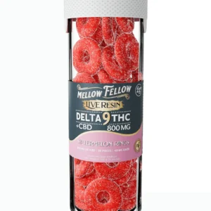 Watermelon Rings Mellow Fellow Live Resin Blend Delta 9 + CBD Gummies 800mg