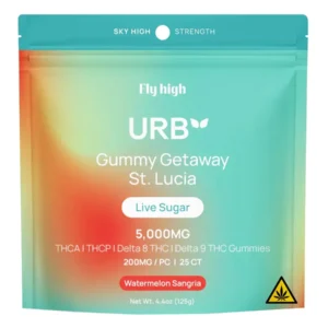 Watermelon Sangria URB Gummy Getaway St. Lucia Live Sugar Gummies 5000MG