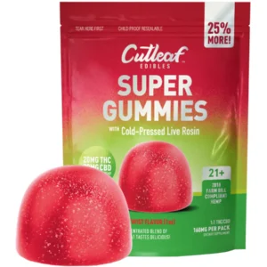 Watermelon Twist Cutleaf Super Gummies with Cold-Pressed Live Rosin Gummies