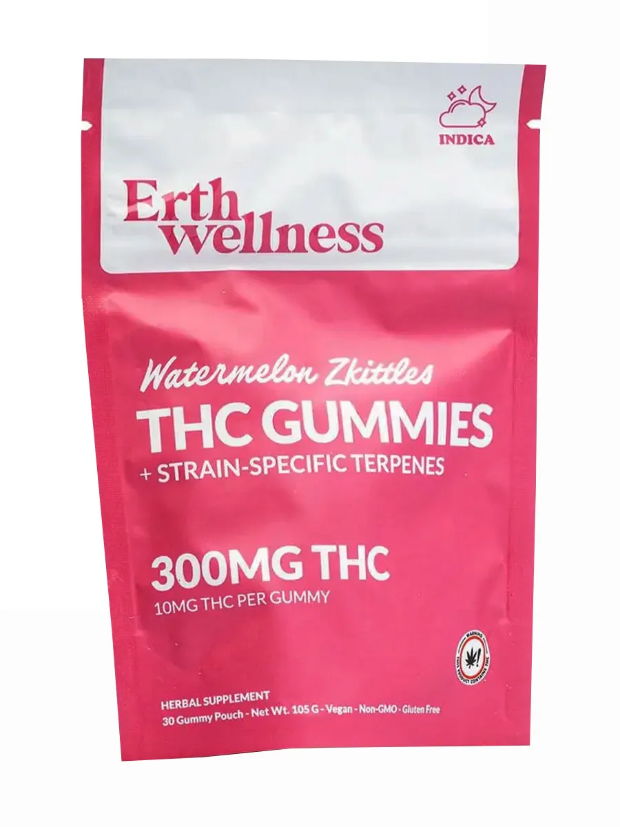Watermelon Zkittlez Erth Wellness D9 THC Strain-Specific Terpenes Gummies 30ct 300MG