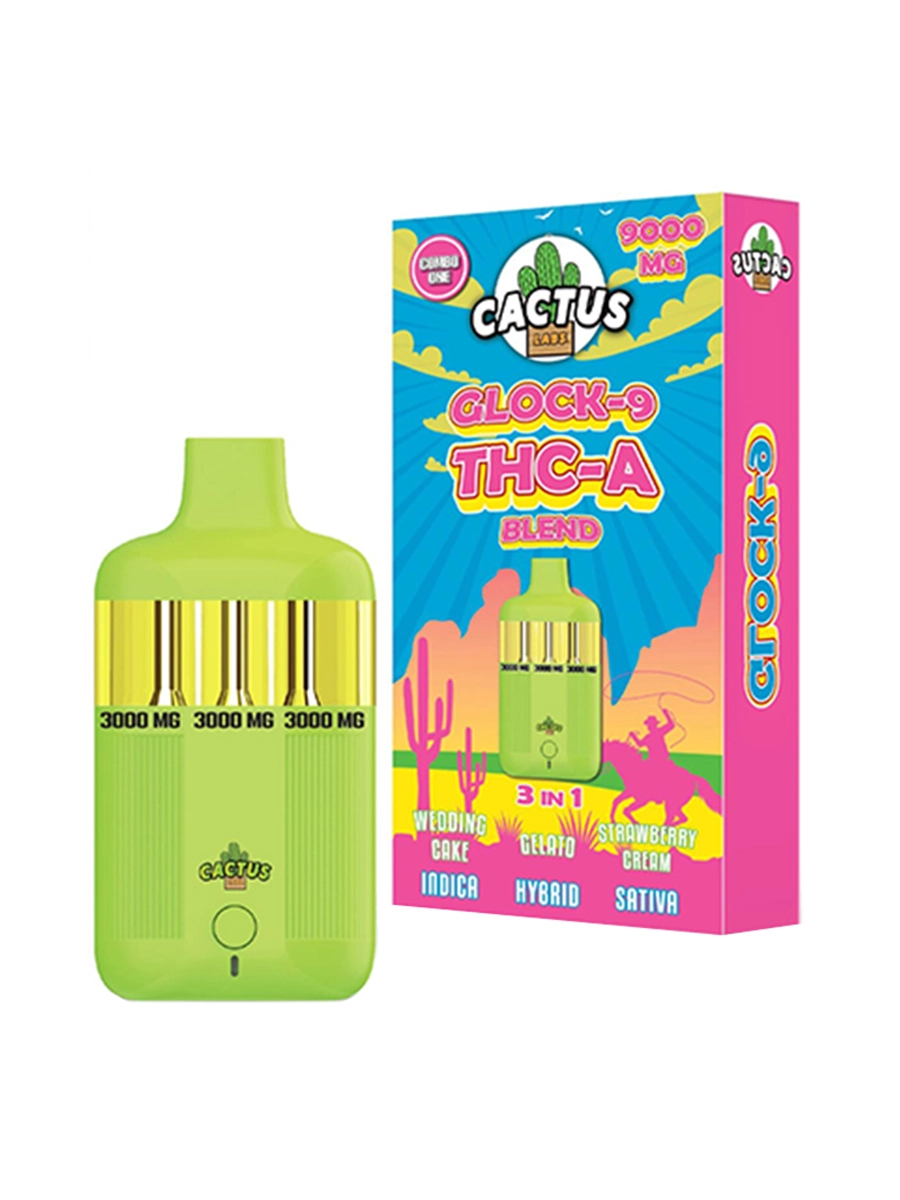 Wedding Cake | Gelato | Strawberry Cream Cactus Labs Glock 9 THC-A Blend Vape 9000mg