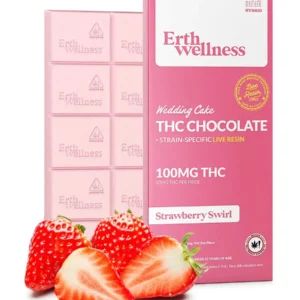 Wedding Cake Strawberry Swirl Erth Wellness Delta9 Chocolate Bar 100mg