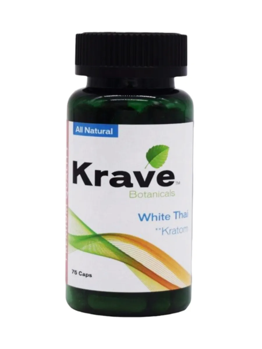White Thai Krave Botanicals Kratom Capsules 75ct
