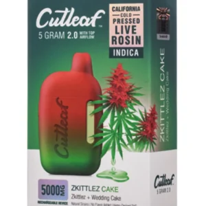 Zkittlez Cake Cutleaf 2.0 CBD THC Live Rosin Vape 5G