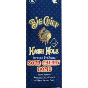 Zour Cherry Bomb Big Chief Hash Hole THCA Infused Pre-Roll 2ct 2G