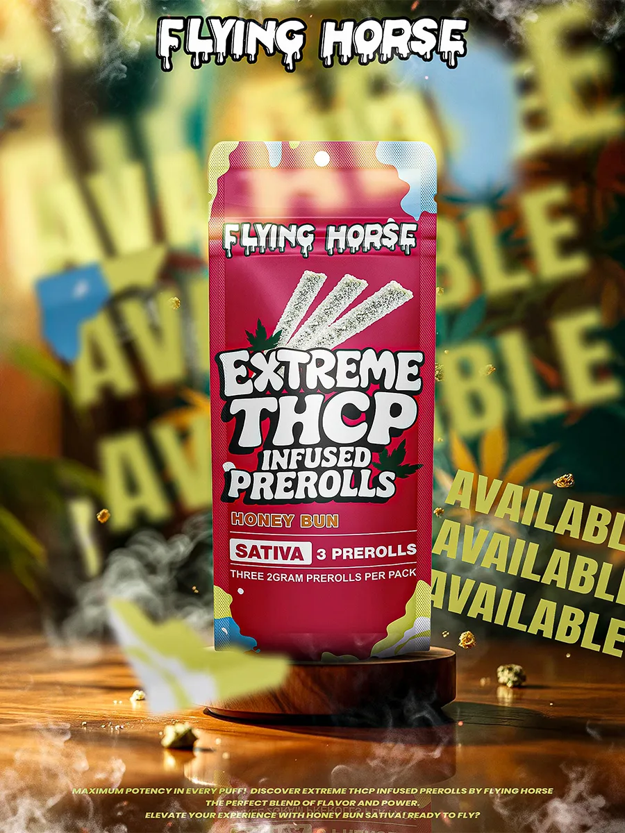 Honey Bun Flying Horse Extreme THCP Infused Pre-Rolls 3ct - Image 2