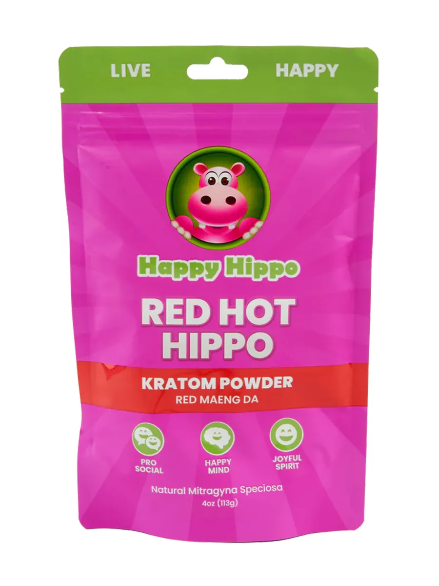 Happy Hippo Red Hot Hippo Red Maeng Da Kratom Powder 4oz