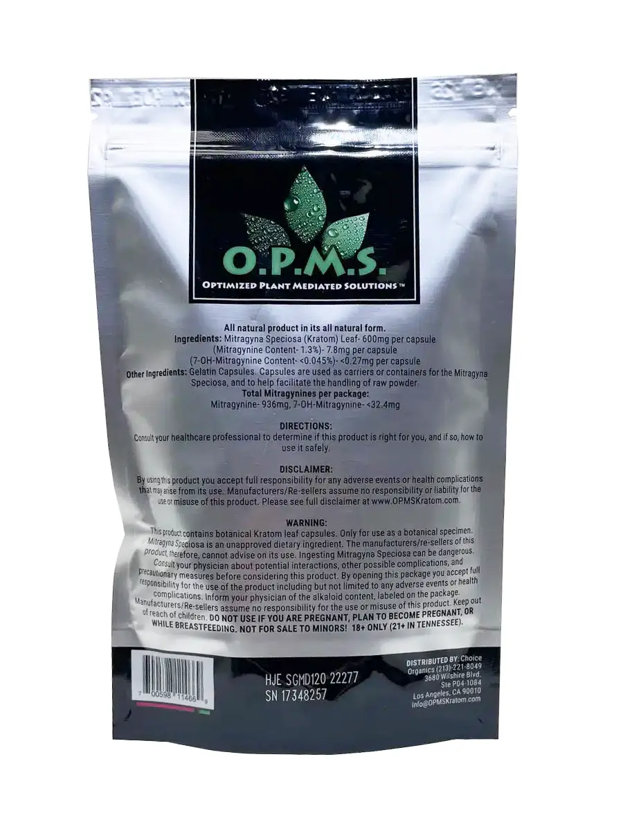 Green Vein Maeng Da OPMS Silver Kratom Capsules 60ct - Image 2