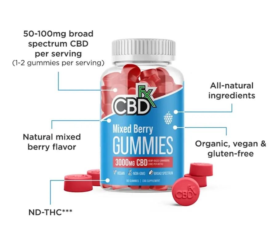 CBDfx Mixed Berry Gummies 3000mg D