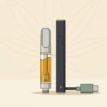 Illustration of a 510-thread vape cartridge and pen battery