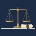 Illustration of scales of justice and a legal document